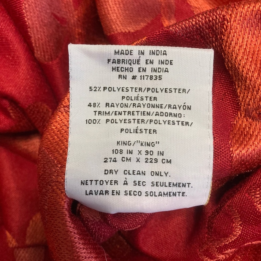 Court of Versailles King Size Red Floral Duvet Cover - Picture 7 of 7